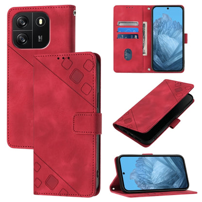 For Blackview Wave 6C Skin Feel Embossed Leather Phone Case(Red) - More Brand by PMC Jewellery | Online Shopping South Africa | PMC Jewellery | Buy Now Pay Later Mobicred