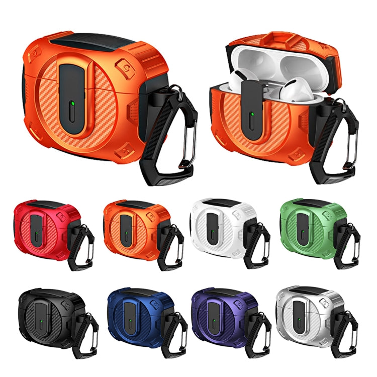 For AirPods 2 / 1 Lock Shockproof Bluetooth Earphone Protective Case(Black Orange) - For AirPods 1/2 by PMC Jewellery | Online Shopping South Africa | PMC Jewellery | Buy Now Pay Later Mobicred