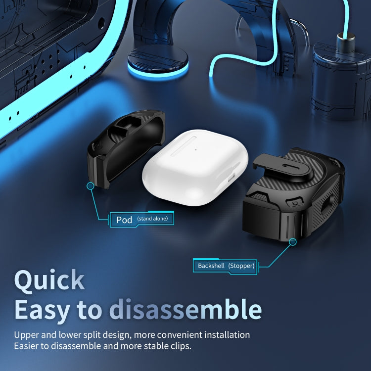 For AirPods Pro 2 Lock Shockproof Bluetooth Earphone Protective Case(Black Blue) - For AirPods Pro 2 by PMC Jewellery | Online Shopping South Africa | PMC Jewellery | Buy Now Pay Later Mobicred