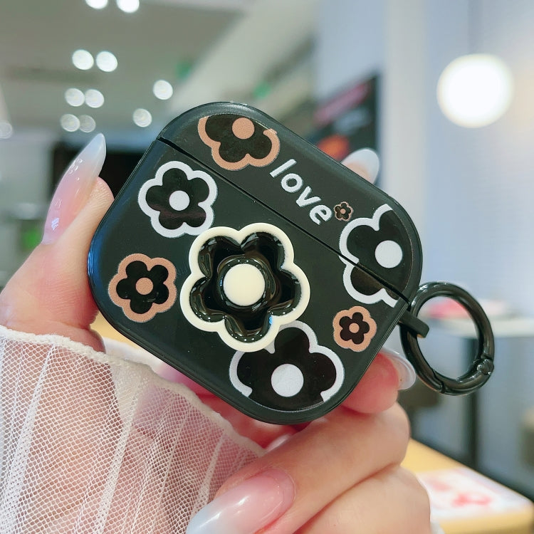 For AirPods Pro 2 / Pro 3D Colorful Pattern Bluetooth Earphone Protective Case(Black Flower) - For AirPods Pro 2 by PMC Jewellery | Online Shopping South Africa | PMC Jewellery | Buy Now Pay Later Mobicred