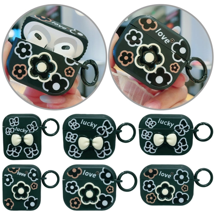 For AirPods 2 / 1 3D Colorful Pattern Bluetooth Earphone Protective Case(Black Flower) - For AirPods 1/2 by PMC Jewellery | Online Shopping South Africa | PMC Jewellery | Buy Now Pay Later Mobicred