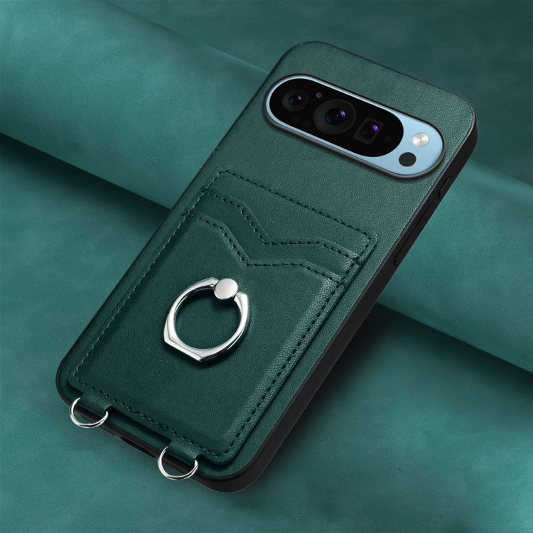 For Google Pixel 9 / 9 Pro R20 Ring Card Holder Phone Case(Green) - Google Cases by PMC Jewellery | Online Shopping South Africa | PMC Jewellery | Buy Now Pay Later Mobicred