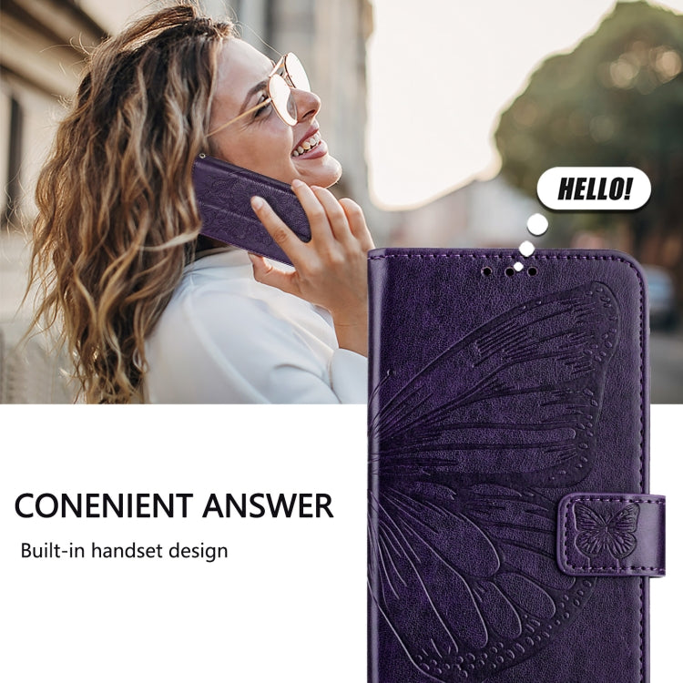 For Blackview A52 Embossed Butterfly Leather Phone Case(Dark Purple) - More Brand by PMC TechLife | Online Shopping South Africa | PMC TechLife | Buy Now Pay Later Mobicred