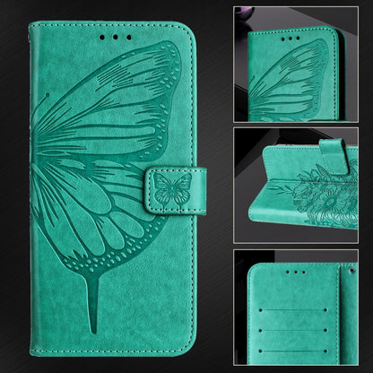 For Blackview A53 Embossed Butterfly Leather Phone Case(Green) - More Brand by PMC Jewellery | Online Shopping South Africa | PMC Jewellery | Buy Now Pay Later Mobicred
