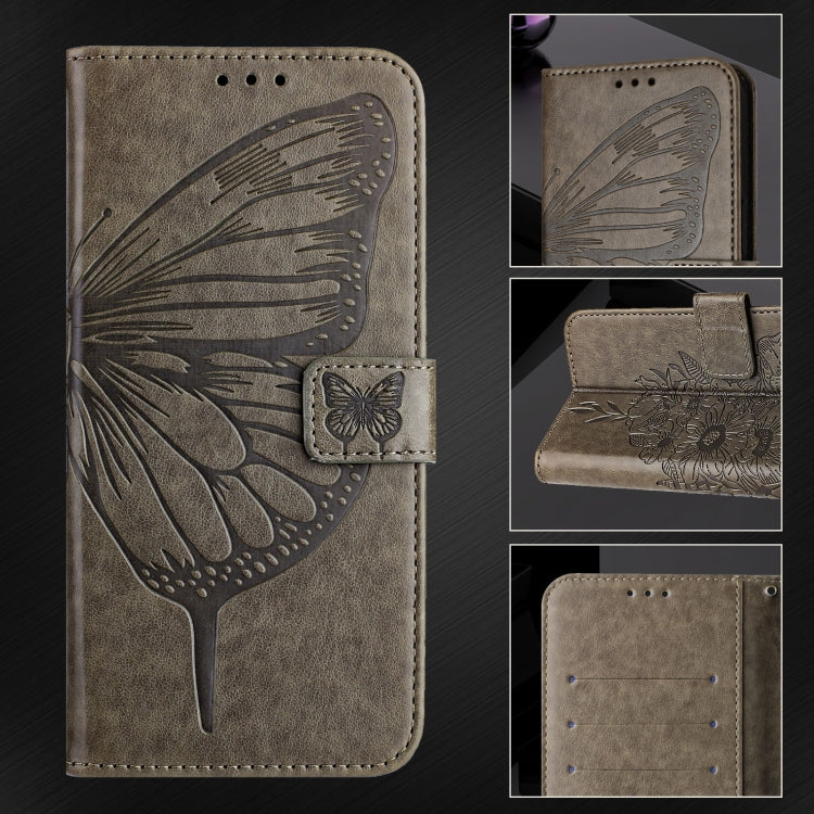 For Blackview Shark 8 Embossed Butterfly Leather Phone Case(Grey) - More Brand by PMC TechLife | Online Shopping South Africa | PMC TechLife | Buy Now Pay Later Mobicred