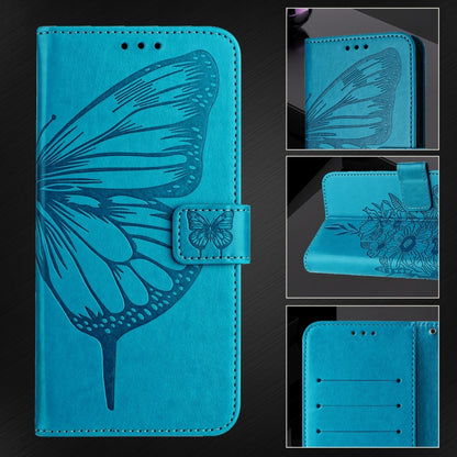 For Blackview Shark 8 Embossed Butterfly Leather Phone Case(Blue) - More Brand by PMC Jewellery | Online Shopping South Africa | PMC Jewellery | Buy Now Pay Later Mobicred