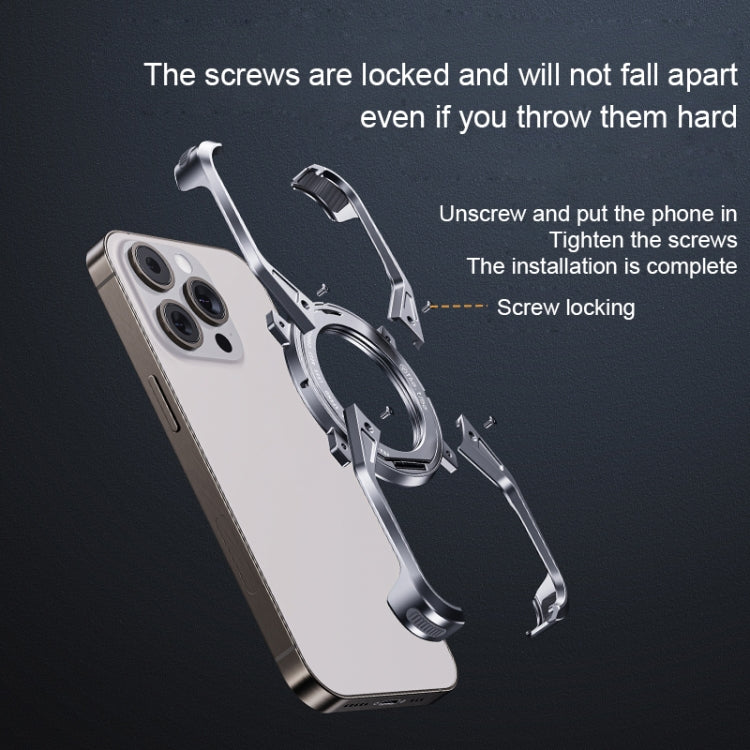 For iPhone 16 Pro Aluminum Alloy Frameless 360-Degree Rotating Phone Case(Grey) - iPhone 16 Pro Cases by PMc TechLife | Online Shopping South Africa | PMc TechLife | Buy Now Pay Later Mobicred