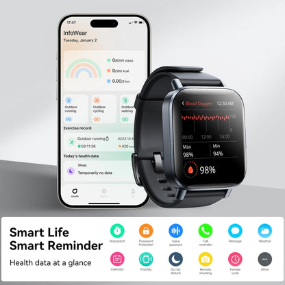 JOYROOM Fit-life Series JR-FT3S 1.96 inch Bluetooth Call Smart Watch Supports Sleep Monitoring(Space Grey) - Smart Watches by JOYROOM | Online Shopping South Africa | PMC Jewellery | Buy Now Pay Later Mobicred