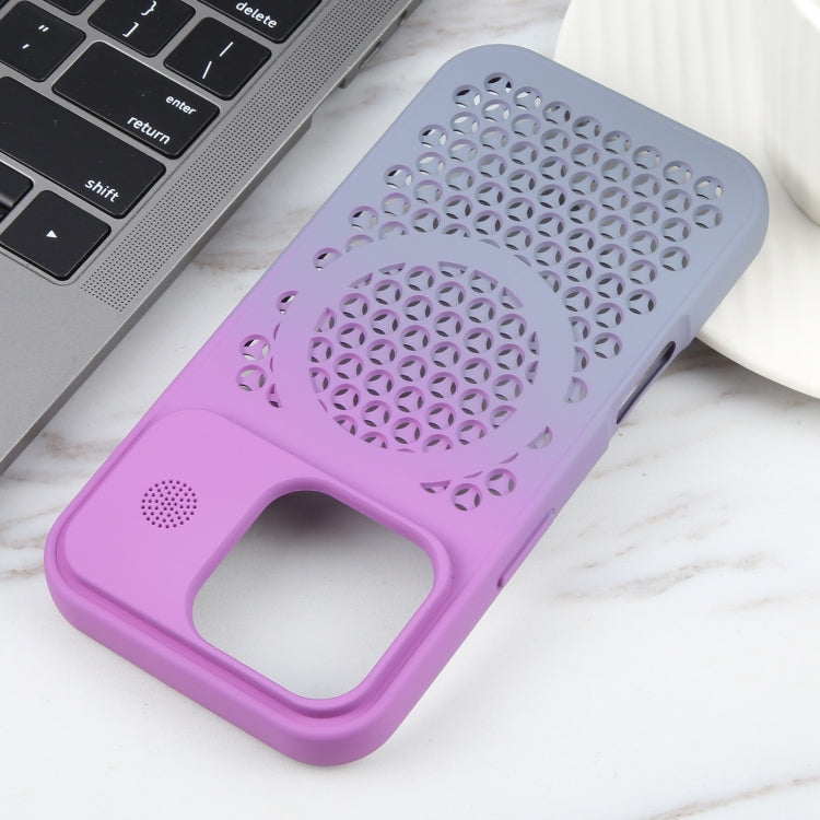 For iPhone 16 Pro Gradient Color Honeycomb Aromatherapy MagSafe Phone Case(Purple Grey) - iPhone 16 Pro Cases by PMC Jewellery | Online Shopping South Africa | PMC Jewellery | Buy Now Pay Later Mobicred