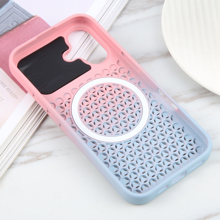 For iPhone 16 Plus Gradient Color Honeycomb Aromatherapy MagSafe Phone Case(Pink Blue) - iPhone 16 Plus Cases by PMC Jewellery | Online Shopping South Africa | PMC Jewellery | Buy Now Pay Later Mobicred