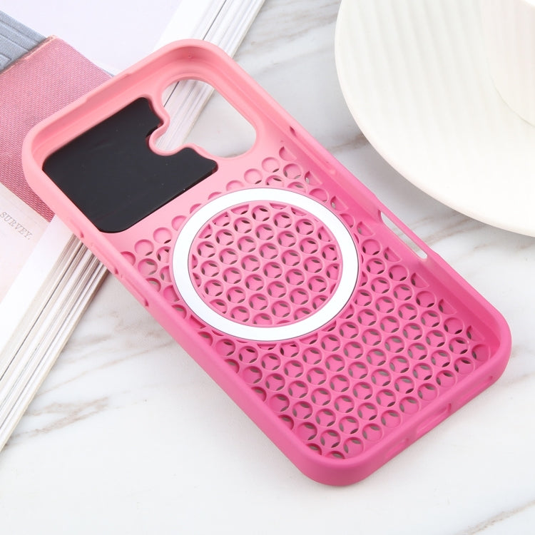 For iPhone 16 Gradient Color Honeycomb Aromatherapy MagSafe Phone Case(Pink+Rose Red) - iPhone 16 Cases by PMC Jewellery | Online Shopping South Africa | PMC Jewellery | Buy Now Pay Later Mobicred