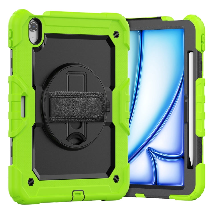 For iPad Air 11 2024 Silicone Hybrid PC Tablet Case with Shoulder Strap(Black + Yellow Green) - iPad Air 11 2024 Cases by PMC Jewellery | Online Shopping South Africa | PMC Jewellery | Buy Now Pay Later Mobicred