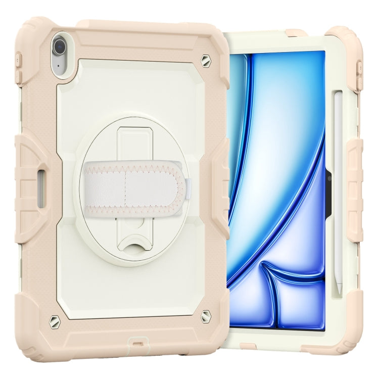 For iPad Air 11 2024 Silicone Hybrid PC Tablet Case with Shoulder Strap(Beige + Rose Gold) - iPad Air 11 2024 Cases by PMC TechLife | Online Shopping South Africa | PMC TechLife | Buy Now Pay Later Mobicred