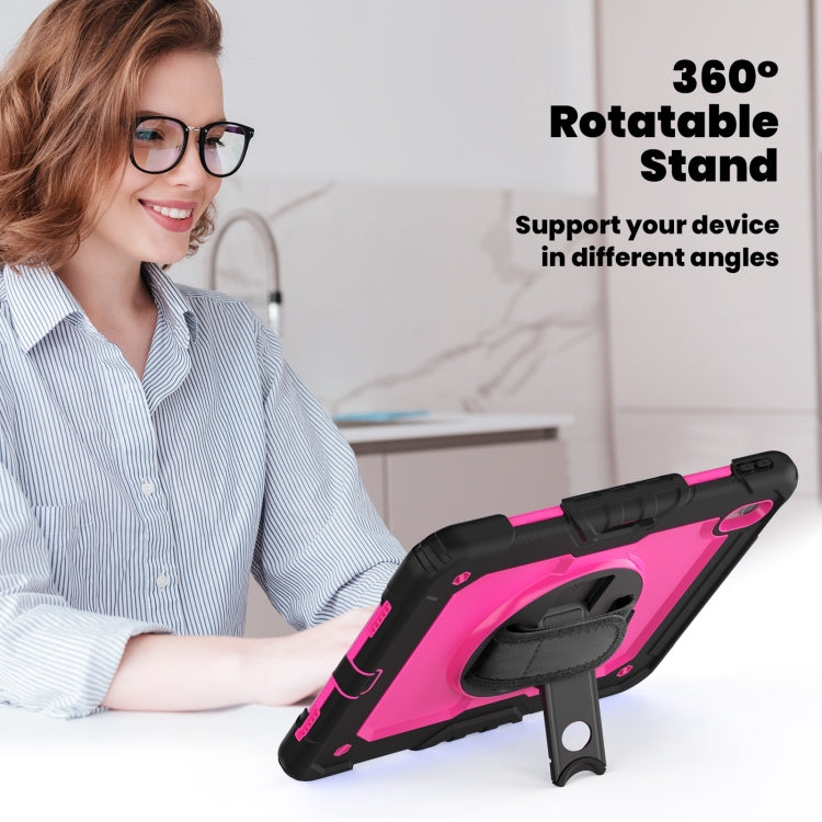 For iPad Air 11 2024 Silicone Hybrid PC Tablet Case with Shoulder Strap(Rose Red + Black) - iPad Air 11 2024 Cases by PMC TechLife | Online Shopping South Africa | PMC TechLife | Buy Now Pay Later Mobicred