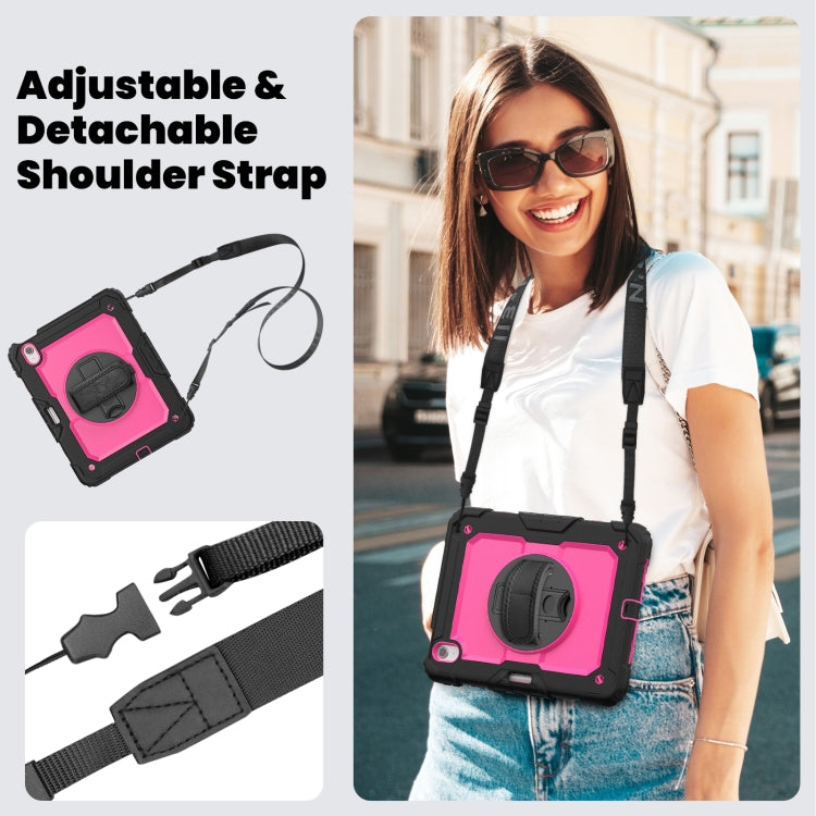 For iPad Air 11 2024 Silicone Hybrid PC Tablet Case with Shoulder Strap(Rose Red + Black) - iPad Air 11 2024 Cases by PMC TechLife | Online Shopping South Africa | PMC TechLife | Buy Now Pay Later Mobicred