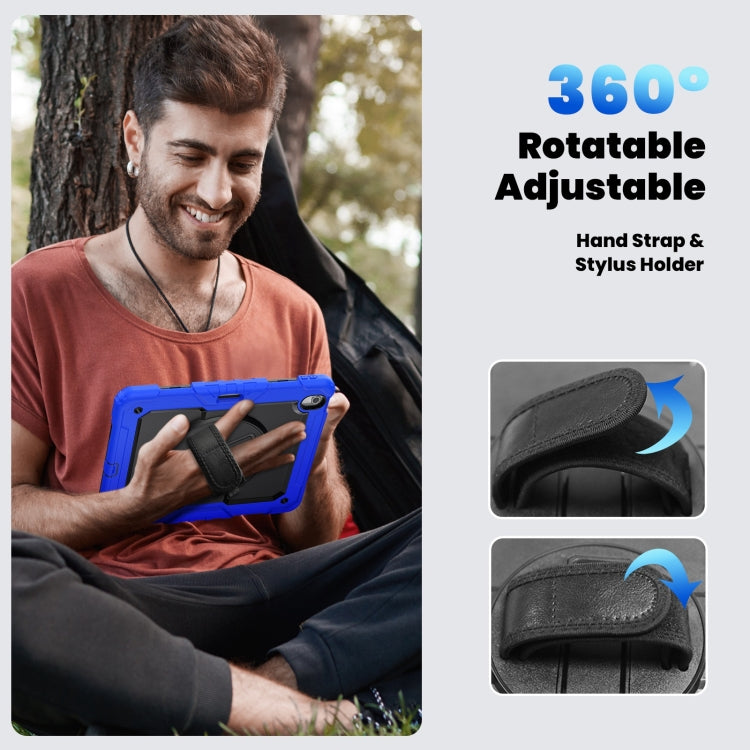 For iPad Air 13 2025 / 2024 Turntable Holder Silicone Hybrid PC Tablet Case with Shoulder Strap(Black + Dark Blue) - free shipping - PMC TechLife - Order now!