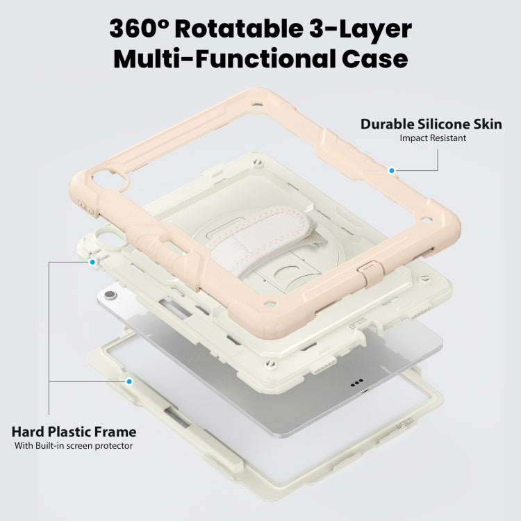 For iPad Air 13 2024 Silicone Hybrid PC Tablet Case with Shoulder Strap(Beige + Rose Gold) - iPad Air 13 2024 Cases by PMC TechLife | Online Shopping South Africa | PMC TechLife | Buy Now Pay Later Mobicred