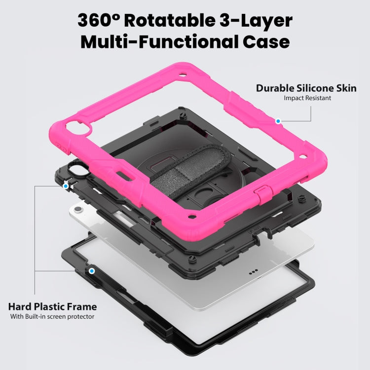 For iPad Air 13 2024 Silicone Hybrid PC Tablet Case with Shoulder Strap(Black + Rose Red) - iPad Air 13 2024 Cases by PMC TechLife | Online Shopping South Africa | PMC TechLife | Buy Now Pay Later Mobicred