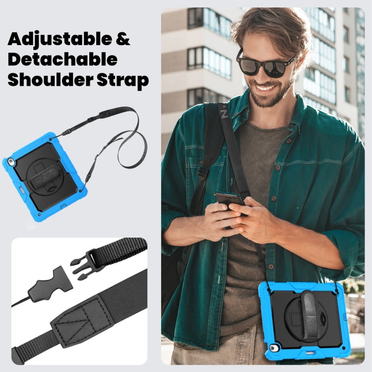 For iPad Air 13 2025 / 2024 Silicone Hybrid PC Tablet Case with Shoulder Strap(Black + Light Blue) - iPad Air 13 2025 / 2024 Cases by PMC TechLife | Online Shopping South Africa | PMC TechLife | Buy Now Pay Later Mobicred