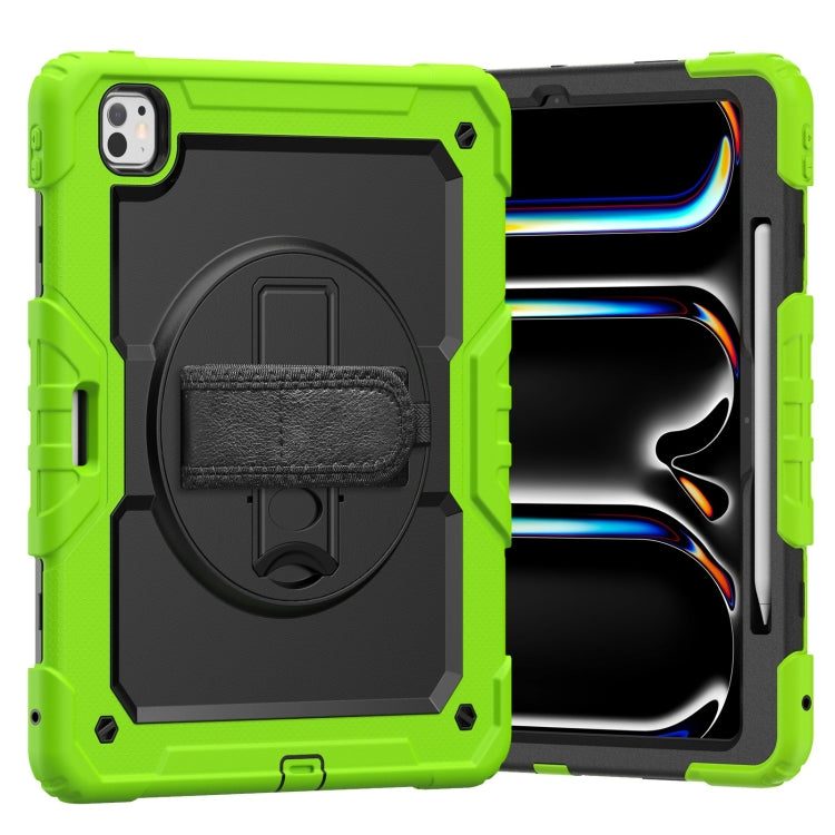 For iPad Pro 13 2024 Silicone Hybrid PC Tablet Case with Shoulder Strap(Black + Yellow Green) - iPad Pro 13 2024 Cases by PMC Jewellery | Online Shopping South Africa | PMC Jewellery | Buy Now Pay Later Mobicred