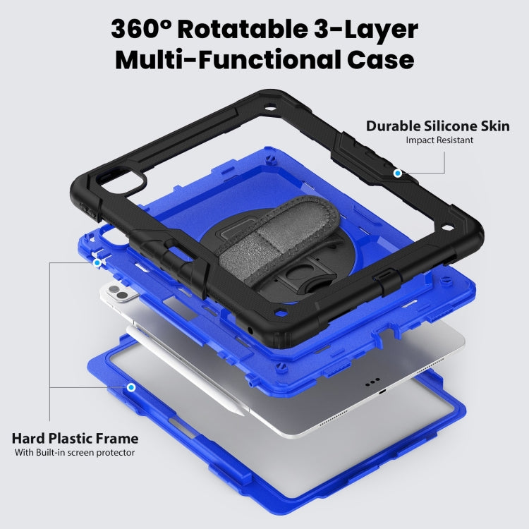 For iPad Pro 13 2024 Silicone Hybrid PC Tablet Case with Shoulder Strap(Dark Blue + Black) - iPad Pro 13 2024 Cases by PMC TechLife | Online Shopping South Africa | PMC TechLife | Buy Now Pay Later Mobicred