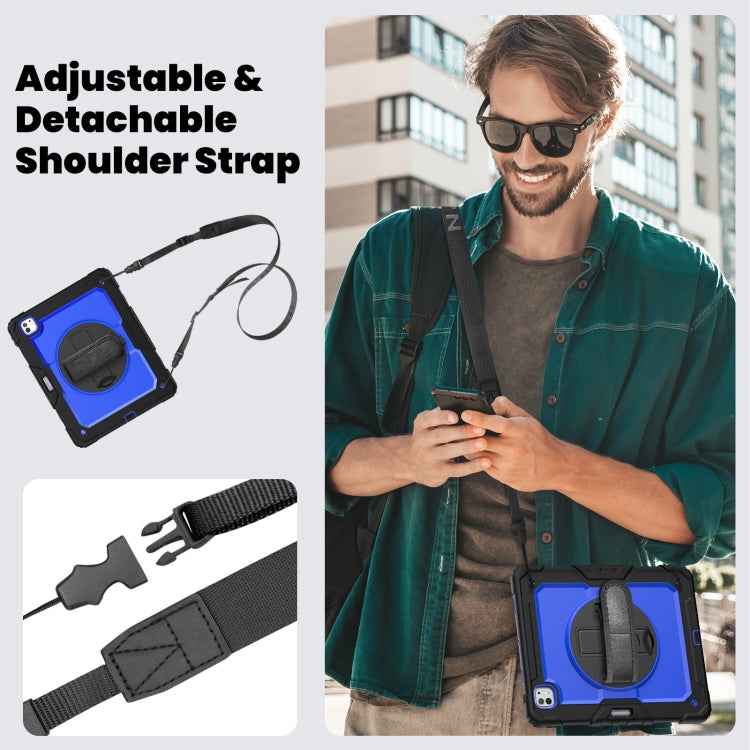 For iPad Pro 13 2024 Silicone Hybrid PC Tablet Case with Shoulder Strap(Dark Blue + Black) - iPad Pro 13 2024 Cases by PMC TechLife | Online Shopping South Africa | PMC TechLife | Buy Now Pay Later Mobicred