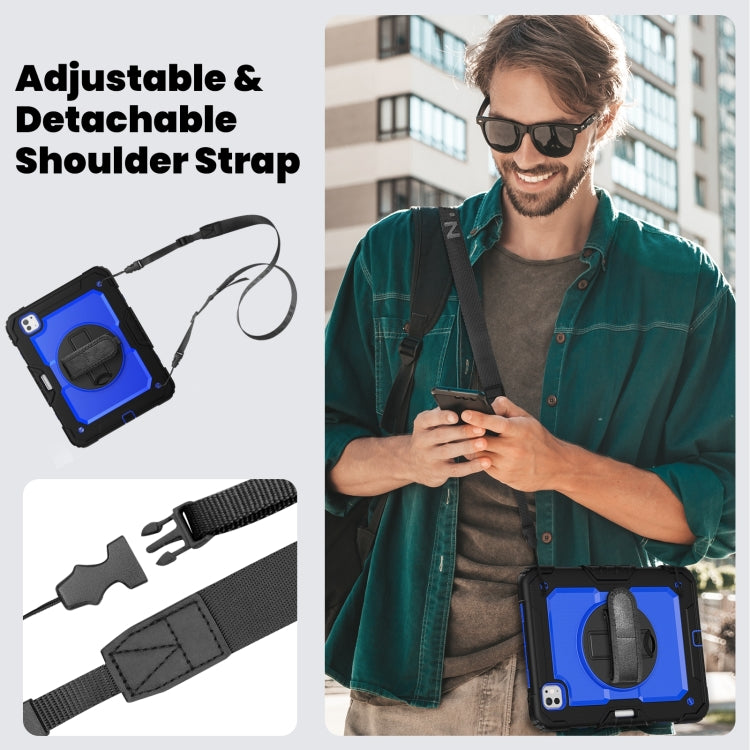 For iPad Pro 11 2024 Silicone Hybrid PC Tablet Case with Shoulder Strap(Dark Blue + Black) - iPad Pro 11 2024 Cases by PMC TechLife | Online Shopping South Africa | PMC TechLife | Buy Now Pay Later Mobicred