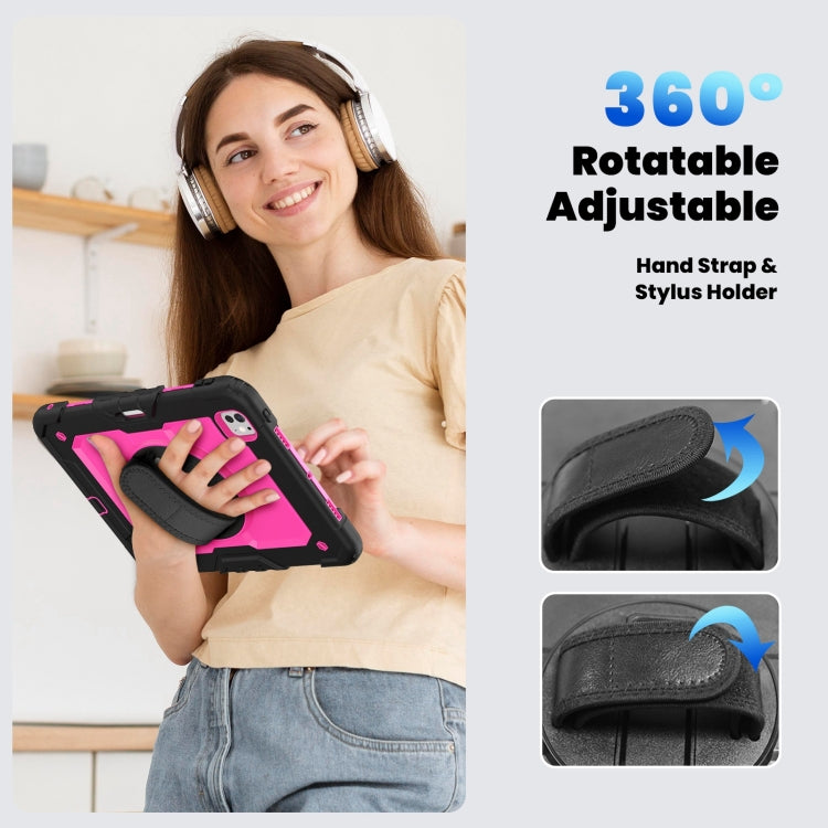 For iPad Pro 11 2024 Silicone Hybrid PC Tablet Case with Shoulder Strap(Rose Red + Black) - iPad Pro 11 2024 Cases by PMC TechLife | Online Shopping South Africa | PMC TechLife | Buy Now Pay Later Mobicred