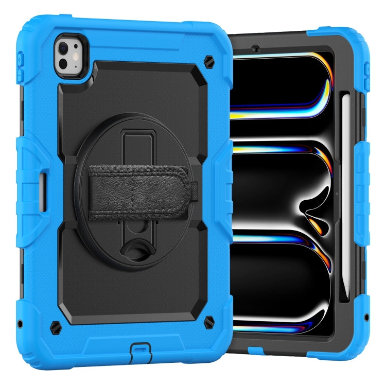 For iPad Pro 11 2024 Silicone Hybrid PC Tablet Case with Shoulder Strap(Black + Light Blue) - iPad Pro 11 2024 Cases by PMC TechLife | Online Shopping South Africa | PMC TechLife | Buy Now Pay Later Mobicred