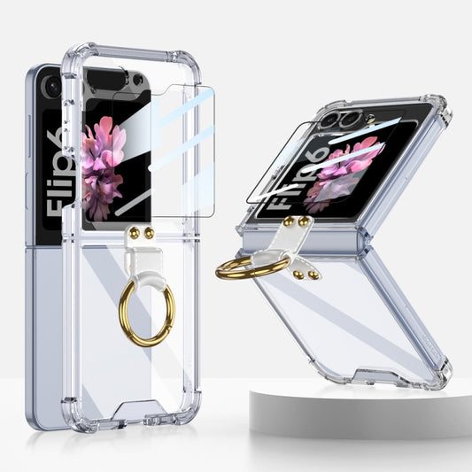 For Samsung Galaxy Z Flip6 GKK Airbag Ring Full Coverage Phone Case with Tempered Film(Transparent) - Galaxy Z Flip6 5G Cases by GKK | Online Shopping South Africa | PMC Jewellery | Buy Now Pay Later Mobicred