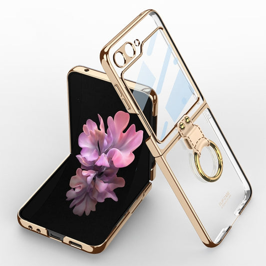 For Samsung Galaxy Z Flip6 GKK Integrated Electroplating Phone Case with Ring(Gold) - Galaxy Z Flip6 5G Cases by GKK | Online Shopping South Africa | PMC Jewellery | Buy Now Pay Later Mobicred