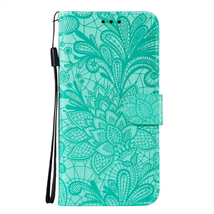 For Google Pixel 9 Pro Lace Flower Embossing Flip Leather Phone Case(Green) - Google Cases by PMC TechLife | Online Shopping South Africa | PMC TechLife | Buy Now Pay Later Mobicred
