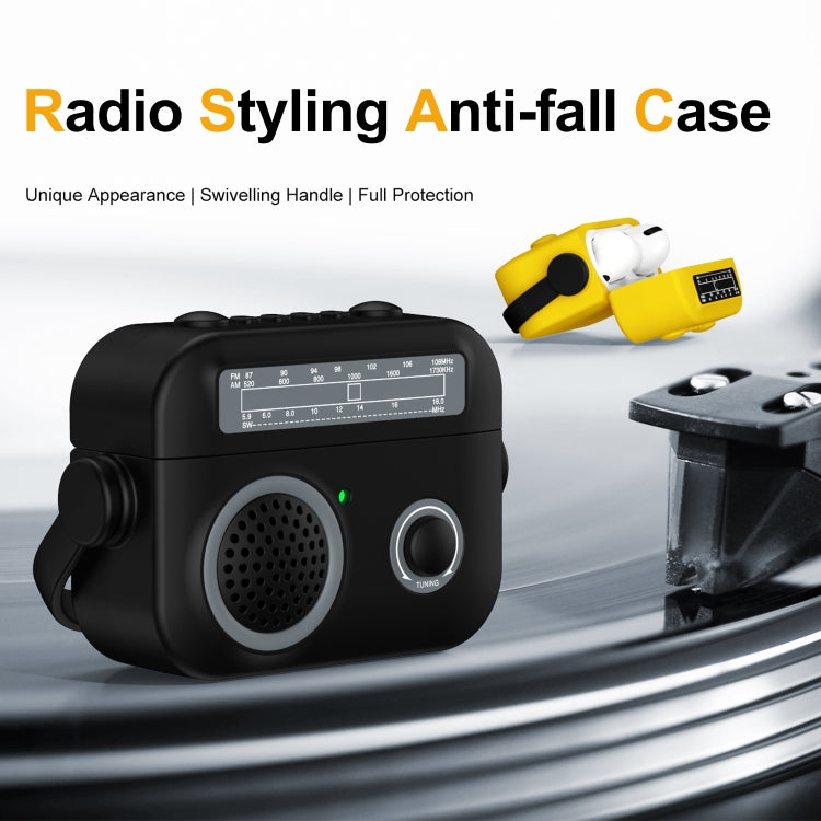 For AirPods Pro 2 Radio Style Wireless Bluetooth Earphones Shockproof Protective Case(Rose Red) - free shipping - PMC Jewellery - Order now!