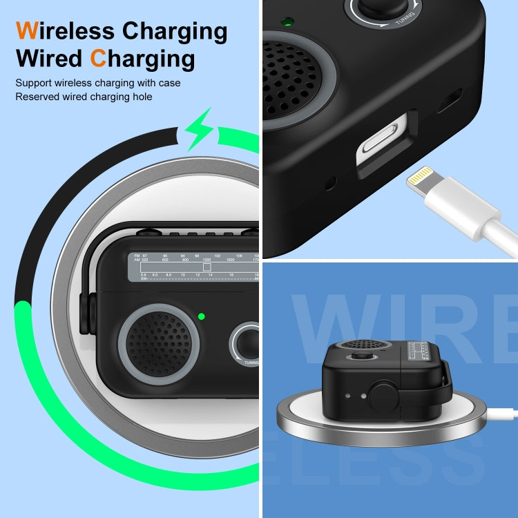For AirPods 3 Radio Style Wireless Bluetooth Earphones Shockproof Protective Case(Dark Grey) - For AirPods 3 by PMC Jewellery | Online Shopping South Africa | PMC Jewellery | Buy Now Pay Later Mobicred