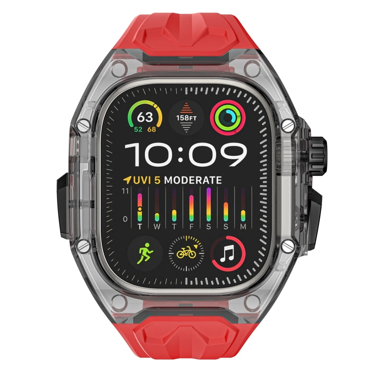 For Apple Watch Ultra 49mm Modified PC Hybrid TPU Watch Case Band(Red Clear Black) - Watch Bands by PMC Jewellery | Online Shopping South Africa | PMC Jewellery | Buy Now Pay Later Mobicred