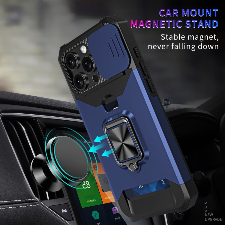 For iPhone 16 Pro Camera Shield Card Slot PC+TPU Phone Case(Silver) - iPhone 16 Pro Cases by PMC TechLife | Online Shopping South Africa | PMC TechLife | Buy Now Pay Later Mobicred