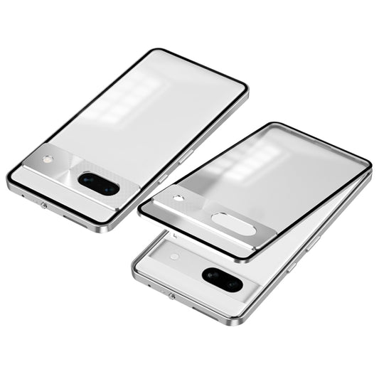 For Google Pixel 8a Snap Buckle Metal Frame Frosted Phone Case(Silver) - Google Cases by PMC Jewellery | Online Shopping South Africa | PMC Jewellery | Buy Now Pay Later Mobicred