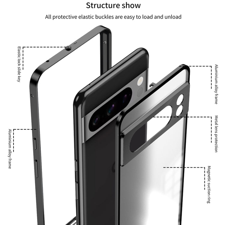 For Google Pixel 8 Pro Snap Buckle Metal Frame Frosted Phone Case(Silver) - Google Cases by PMC TechLife | Online Shopping South Africa | PMC TechLife | Buy Now Pay Later Mobicred