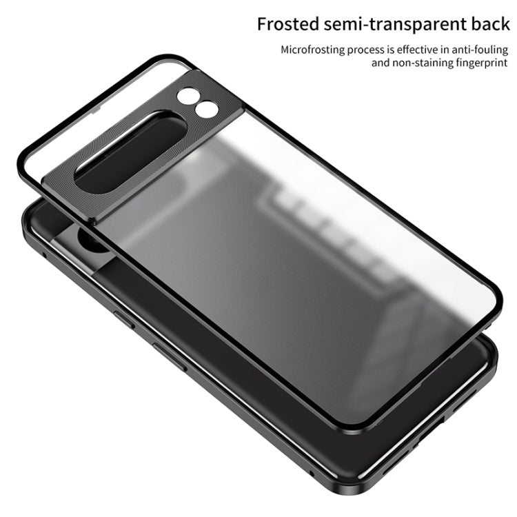For Google Pixel 8a Snap Buckle Metal Frame Frosted Phone Case(Silver) - Google Cases by PMC TechLife | Online Shopping South Africa | PMC TechLife | Buy Now Pay Later Mobicred
