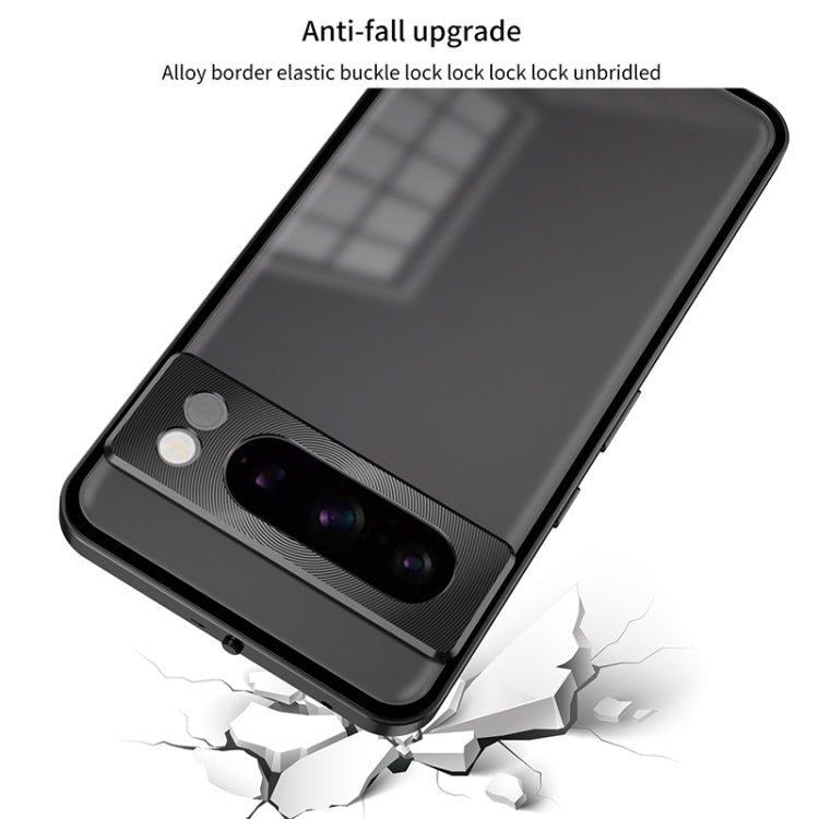 For Google Pixel 8 Pro Snap Buckle Metal Frame Frosted Phone Case(Black) - free shipping - PMC TechLife - Order now!