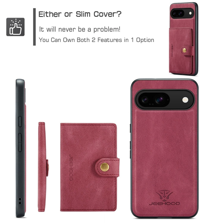 For Google Pixel 9 JEEHOOD J01 Retro Magnetic Detachable Wallet Phone Case(Red) - Google Cases by JEEHOOD | Online Shopping South Africa | PMC Jewellery | Buy Now Pay Later Mobicred