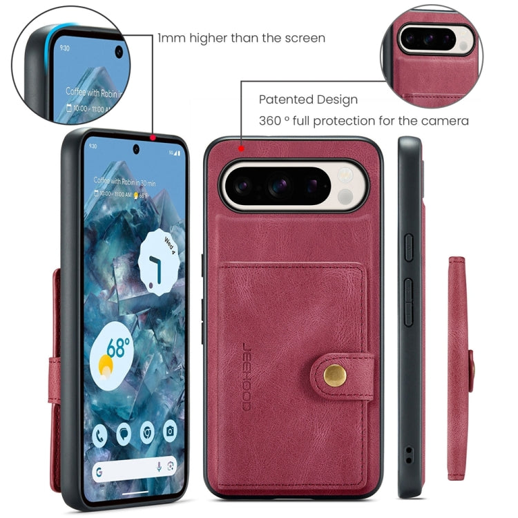 For Google Pixel 9 Pro JEEHOOD J01 Retro Magnetic Detachable Wallet Phone Case(Red) - Google Cases by JEEHOOD | Online Shopping South Africa | PMC Jewellery | Buy Now Pay Later Mobicred