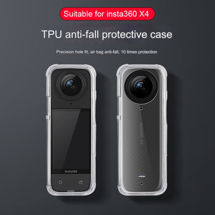 For Insta360 X4 Clear 1.5mm Soft TPU Protective Case With Neck Strap(Clear Black) - Case & Bags by PMC Jewellery | Online Shopping South Africa | PMC Jewellery | Buy Now Pay Later Mobicred