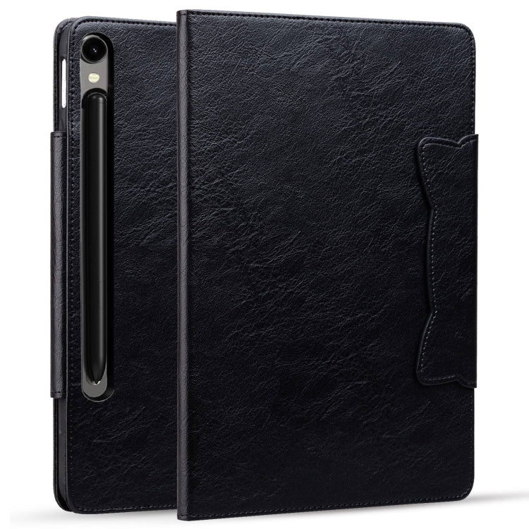 For Samsung Galaxy Tab S9 FE / S9 / S8 / S7 Cat Buckle Leather Smart Tablet Case(Black) - Galaxy Tab S9 Cases by PMC Jewellery | Online Shopping South Africa | PMC Jewellery | Buy Now Pay Later Mobicred