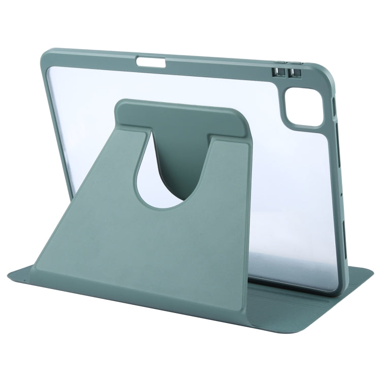 For iPad Air 11 2024 / Air 5 / Air 4 GEBEI Acrylic TPU 3-folding Rotating Smart Tablet Leather Case withh Pen Slot(Dark Green) - iPad Air 11 2024 Cases by GEBEI | Online Shopping South Africa | PMC Jewellery | Buy Now Pay Later Mobicred