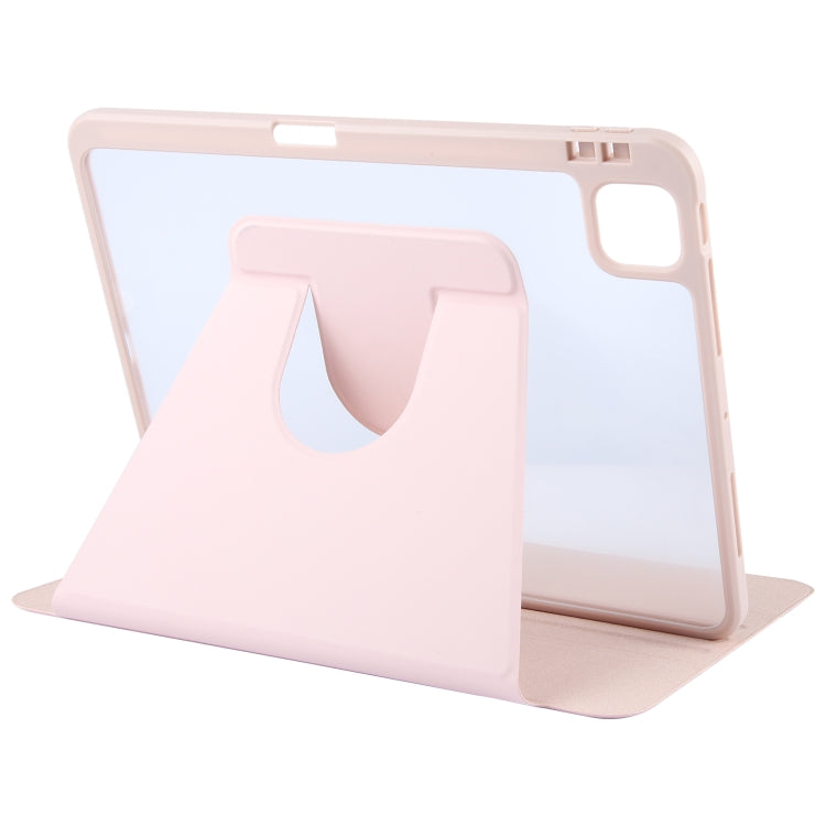 For iPad Pro 13 2024 GEBEI Acrylic TPU 3-folding Rotating Smart Tablet Leather Case withh Pen Slot(Pink) - iPad Pro 13 2024 Cases by GEBEI | Online Shopping South Africa | PMC Jewellery | Buy Now Pay Later Mobicred