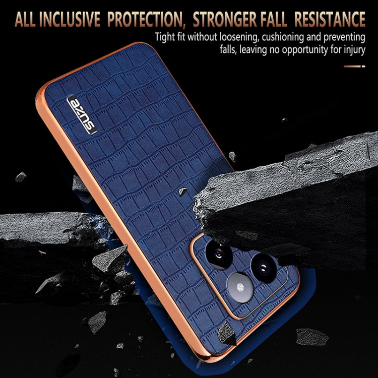 For Xiaomi 14 Pro AZNS Electroplated Frame Crocodile Texture Full Coverage Phone Case(Blue) - 14 Pro Cases by AZNS | Online Shopping South Africa | PMC Jewellery | Buy Now Pay Later Mobicred