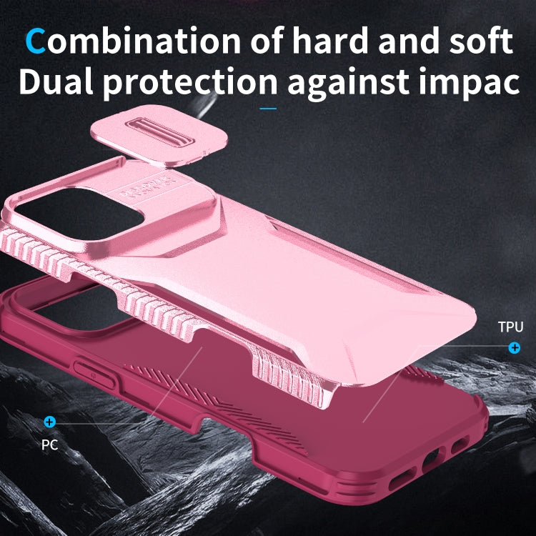 For iPhone 16 Pro Sliding Camshield Phone Case(Pink + Rose Red) - free shipping - PMC Jewellery - Order now!