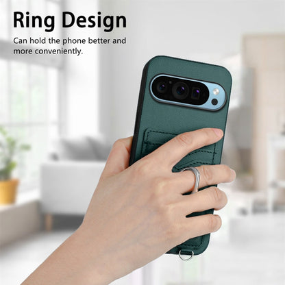 For Google Pixel 9 / 9 Pro R20 Crossbody Rope Ring Card Holder Phone Case(Green) - Google Cases by PMC Jewellery | Online Shopping South Africa | PMC Jewellery | Buy Now Pay Later Mobicred