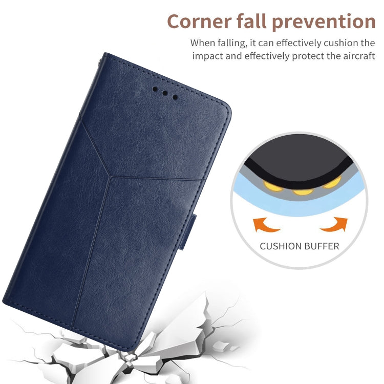 For Samsung Galaxy S25 5G Y-shaped Pattern Flip Leather Phone Case(Blue) - Galaxy S25 5G Cases by PMC Jewellery | Online Shopping South Africa | PMC Jewellery | Buy Now Pay Later Mobicred